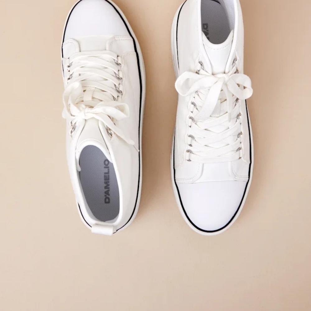 D'Amelio White Platform High-Top Sneakers with Black Trim Size 10 - Picture 7 of 7